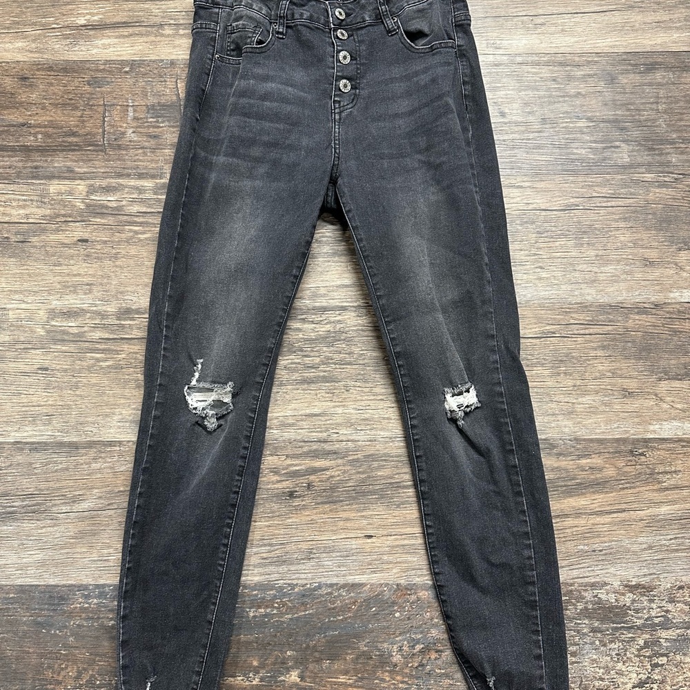 BTFBM‎ Black Skinny Jeans with Distressed Rips